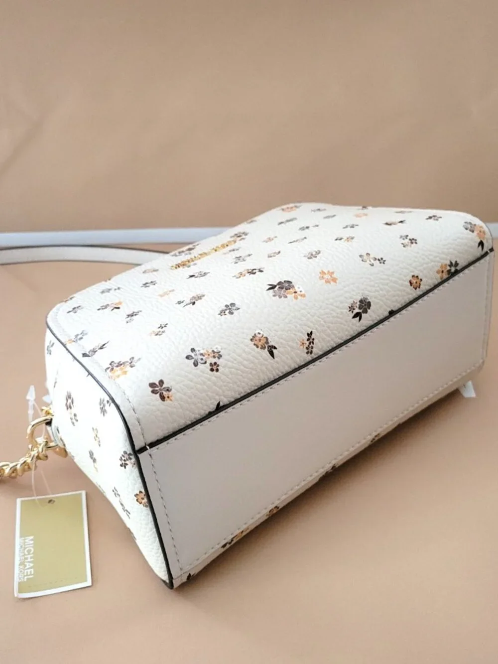Michael Kors Ashton Extra Small XS Camera Floral Print Crossbody Light Cream Bag